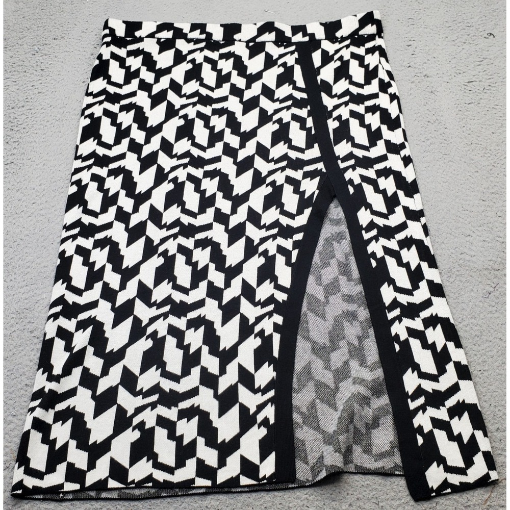 Future Collective Midi Wrap Skirt Womens 2X Multi Geometric Knitted Slit Pull On
